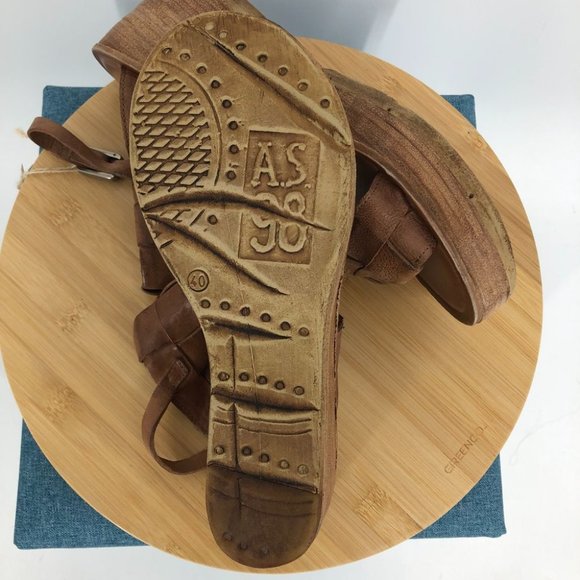 NWT A.S.98 Brown Braided Leather Nasser Platform wedge Slingback sandals 40 - Picture 7 of 16